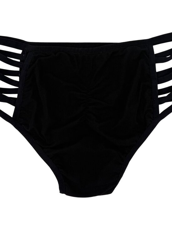 I Heart Raves 2 Piece Black Holographic Caged Halter Top & Bottoms Set| Festival - Picture 12 of 16